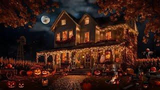 RUSTIC AUTUMN FARMHOUSE-HALLOWEEN AMBIENCE-FALLING LEAVES-WINDMILL-SCARECROWS-GHOSTS-JACK O LANTERNS