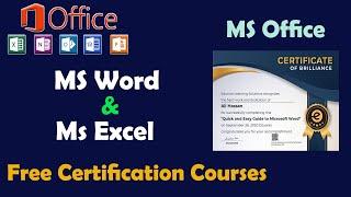 MS Office Free Course With Certificate | MS Word and MS Excel Free Certification Course 2020