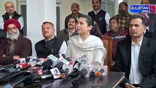 Iltija Mufti addressing media at Party headquarters Gandhi Nagar, Jammu