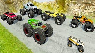 Monster Jam Racing Monster Truck Mud Battle Crashes Obstacle Course - BeamNG.drive