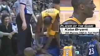 Kobe Bryant fighting Michael Jordan during game