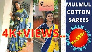 MulMul Cotton Sarees With Pom Pom|INR 599/-|Tamil Serial Actress Saree|TamilNadu|Online Shopping