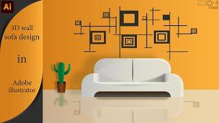 3D wall sofa design in adobe illustrator with zeropixel