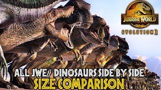 ALL 102+ Dinosaurs Side By Side Size Comparison - Jurassic World Evolution 2 !