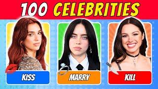 KISS, MARRY, KILL  | 100 CELEBRITIES | QUIZ WAVEZ