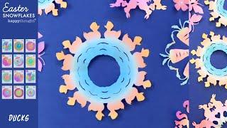 Paper Easter duck snowflake tutorial + templates. DIY duck snowflake craft activity • Happythought