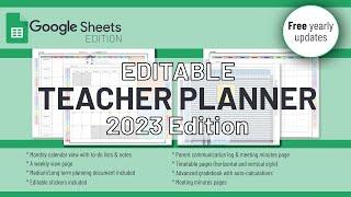 Editable Teacher Planner 2023 | Google Sheets Edition