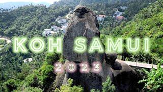 KOH SAMUI BY DRONE 2023 - THAILAND  WATERFALL & TEMPLE & OVERLAPSTONE