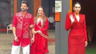 Karishma Kapoor,  Sonakshi Sinha With Husband Zaheer Iqbal Spotted At Filmcity For Shoot