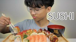 SUSHI *Canada Roll and Deluxe Spicy Roll with Salmon Sashimi | N.E Let's Eat