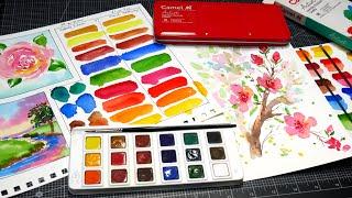 A Hidden Gem? $10 for 18 colors! Camel Artist Watercolor Cakes Review (and tube comparison)