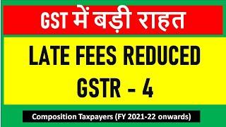 LATE FEES  for GSTR 4 for FY 2021-22 REDUCED I GST RETURN COMPOSITION TAXPAYER i CA Satbir Singh