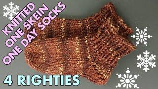 ONE SKEIN ONE DAY KNITTED SHORT ROW SOCKS - 4 Righties