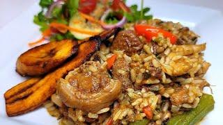 Guyanese cook-up rice/ black-eyed peas mixed meat cook-up rice recipe