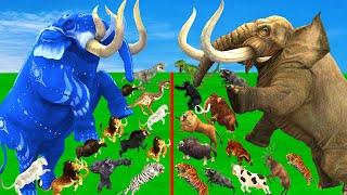 Prehistoric Mammals vs Modern Animals Giant Elephant vs Woolly Mammoth Mastodon Animal Epic Battle