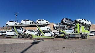 Loading 12 car transporter LOHR