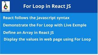 React JS Tutorial-1 :For Loop In React JS-React For Loop Array With Examples