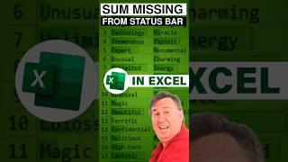 Excel Why Is SUM Not Appearing in the Status Bar at Bottom #shorts #excelbug - Episode S0016