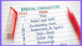 Special Character Symbol With Name // How To Write Special Character Name With Symbol