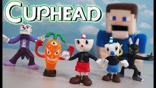 Cuphead Action Figure Bootleg Toys Funko Psycarrot w/ Plush diy song rap Unboxing Puppet Steve