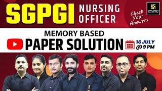 SGPGI 2024 Paper Solution | SGPGI Exam Paper Analysis & Answer Key | Utkarsh Nursing Classes