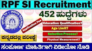 RPF Recruitment 2024 Kannada | Sub Inspector| RPF Sub Inspector Recruitment 2024| RPF SI Recruitment