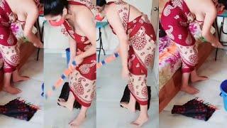 Cleaning floor room routine no bra, downblouse activity