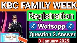 3 January 2025 KBC Registration through WhatsApp|Question 2 Answer|KBC Family Week 2025 Registration