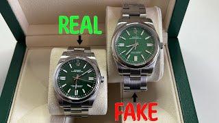 REAL VS. FAKE ROLEX OYSTER PERPETUAL 124300 41MM WRISTWATCH COMPARISON