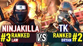 T8  NINJAKILLA (#3 Ranked Law) vs TK (#2 Ranked Bryan)  Tekken 8 High Level Gameplay