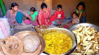 dharme brother family cooking potato and cabbage mix curry || @ruralnepall