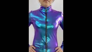 Custom!!!   Vintage Exotic Glossy PVC Leather Flared Long Bodysuit Disco Dance Body Wear Catsuit