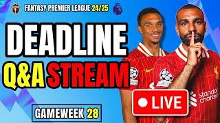 FPL GW28 LIVE DEADLINE STREAM 🟢 LFC ROTATION  SALAH VS PALMER CAPTAIN 