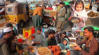 Traditional street food of Afghanistan | Roosh | Liver fry | Pulao | Morning Rush on street food