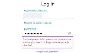 Due to Repeated Failed Login Attempts Snapchat 2022 | iPhone and Android