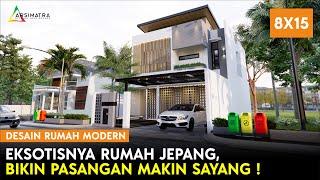 FASADNYA KEKINIAN BANGETT! Desain rumah modern bergaya jepang yang exsotis banget di lahan 8x15