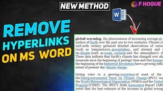 Shortcut Key to Remove all hyperlinks in MS Word | How to Stop Hyperlink in MS Word | F HOQUE |