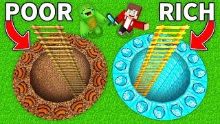 JJ's RICH ROUND Tunnel vs Mikey's POOR ROUND Tunnel Ladder Battle in Minecraft - Maizen