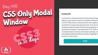 Modal Window: CSS Tutorial (Day 16 of CSS3 in 30 Days)