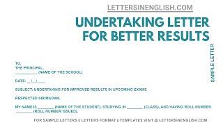Undertaking for Better Results By Student - Undertaking Letter From Student To Principal