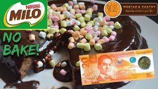 30 PESOS NO BAKE MILO CAKE! | HOW TO MAKE 3-INGREDIENT FLOURLESS CAKE | Ep. 12 | Mortar & Pastry