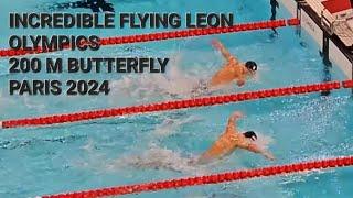 INCREDIBLE KING LEON MARCHAND PARIS 2024. 200 M BUTTERFLY GOLD MEDALIST OLYMPIC RECORD