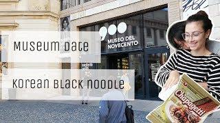 짜파게티 처음 먹어보는 이탈리아 여친  | AMWF Museum date in Milan & Korean black noodle