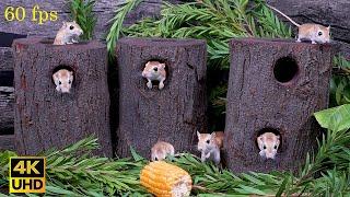 Cat TV Mice Playing Hide & Seek in Logs for cats to watch | Cat TV for Endless Fun 4k 8 hours