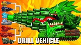 Transformers Tank: All Drill Vehicle vs Battle tank - Cartoon about Tanks