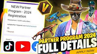 FREE FIRE PARTNER PROGRAM 2024 | HOW TO GET V BADGE IN FREE FIRE | PARTNER PROGRAM UPDATE