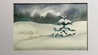 Christmassy Snowy Pine Tree - Winter Landscape - By Vamos