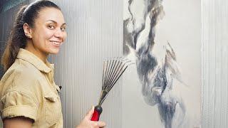 RAKE + PLASTER = SUPER WALL DECOR part 2! interior design ideas for a penny | DIY REPAIRS