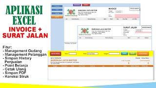Aplikasi Excel Buat Invoice dan Surat Jalan - Atur Gudang,  History Penjualan, Cetak Ulang dll