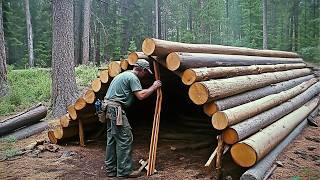 Man Builds UNDERGROUND Log DUGOUT in the Forest | Start to Finish by  @KopauKakXo4u